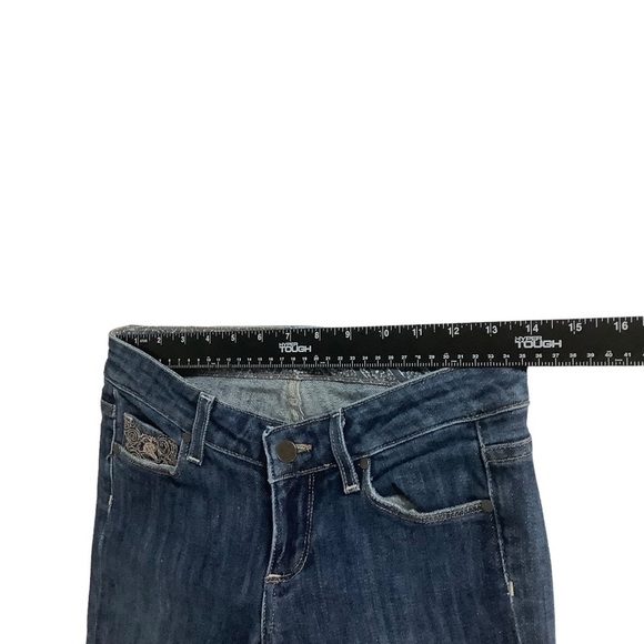 Paige Jeans Sz 26 Laurel Canyon Low-rise Bootcut Blue Embroidered Pockets - Picture 6 of 9